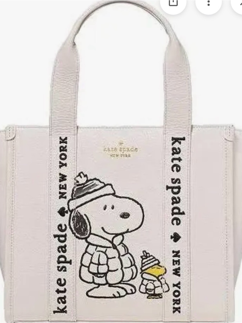 kate spade cream canvas Snoopy & Woodstock tote
